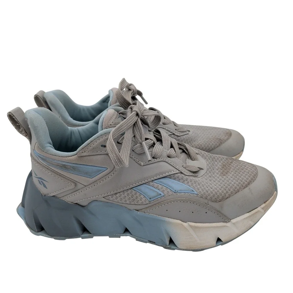 Reebok Zig Dynamica‎ 4 Womens Grey Blue Running Shoes Sneakers US 5.5 FFC0096069